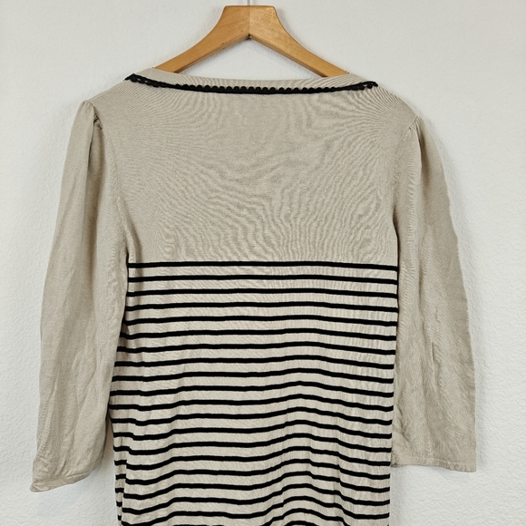 Weekend Max Mara Silk Blend Striped 3/4 Sleeve Light Weight Sweater Size XL - Picture 11 of 14